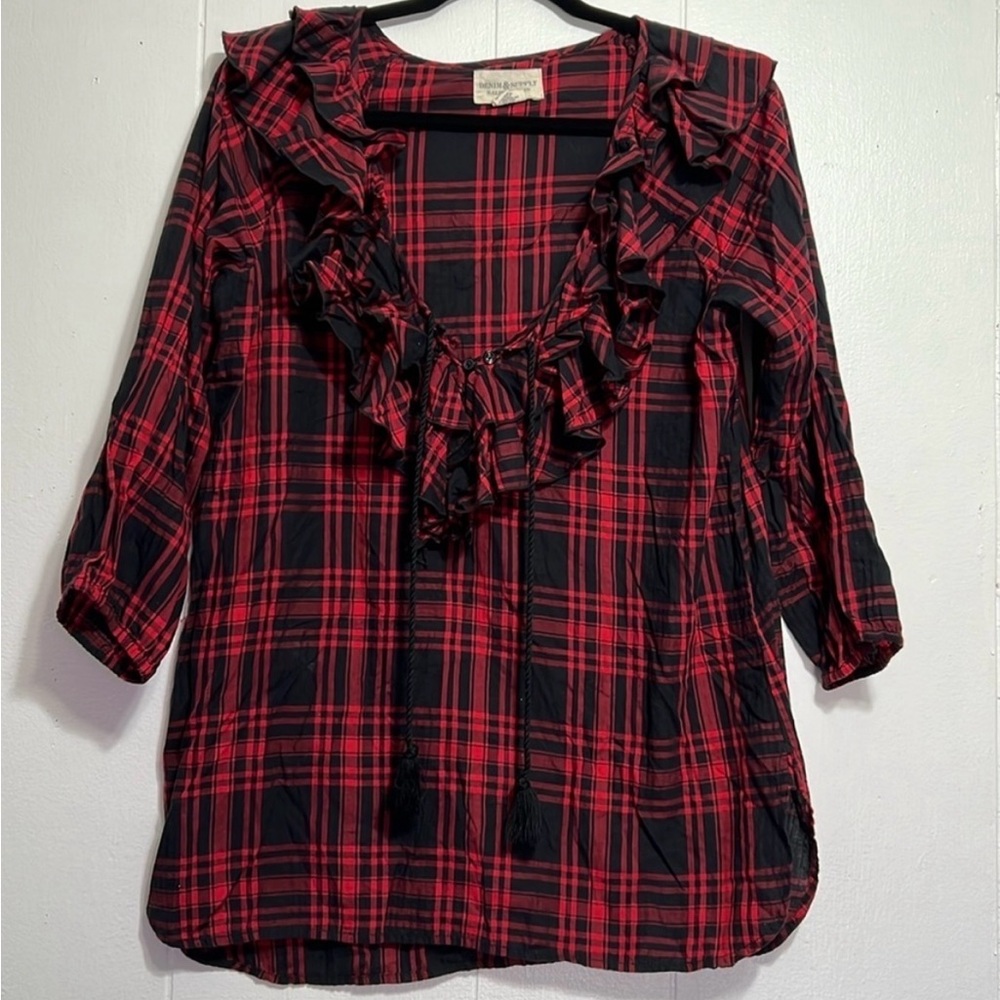 Denim & Supply Ralph Lauren Red and Black Checkered Top